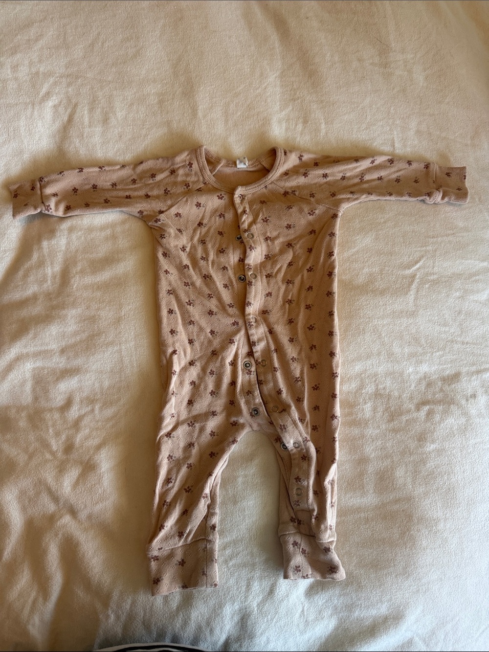 Quincy Mae Soft Pinky Brown Floral-Print One-Piece